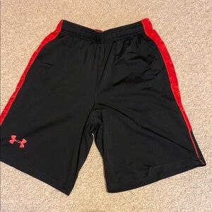 Under Armour Black and Red Athletic Shorts